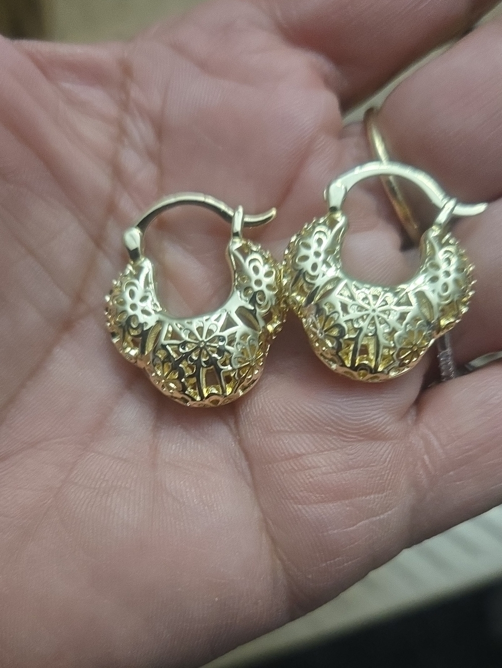 Delicate Filigree Gold Filled Hoop Earrings - Women's Jewelry